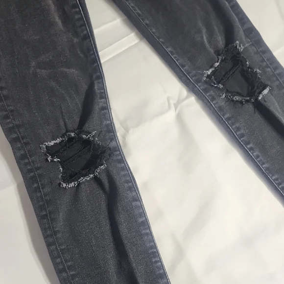 American Eagle Black Jeggings Size 0 Regular Next Level Stretch Distressed - Picture 5 of 8
